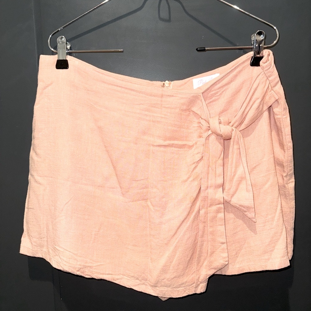 Pink Lily Peach Wrap Skort with Tie Front